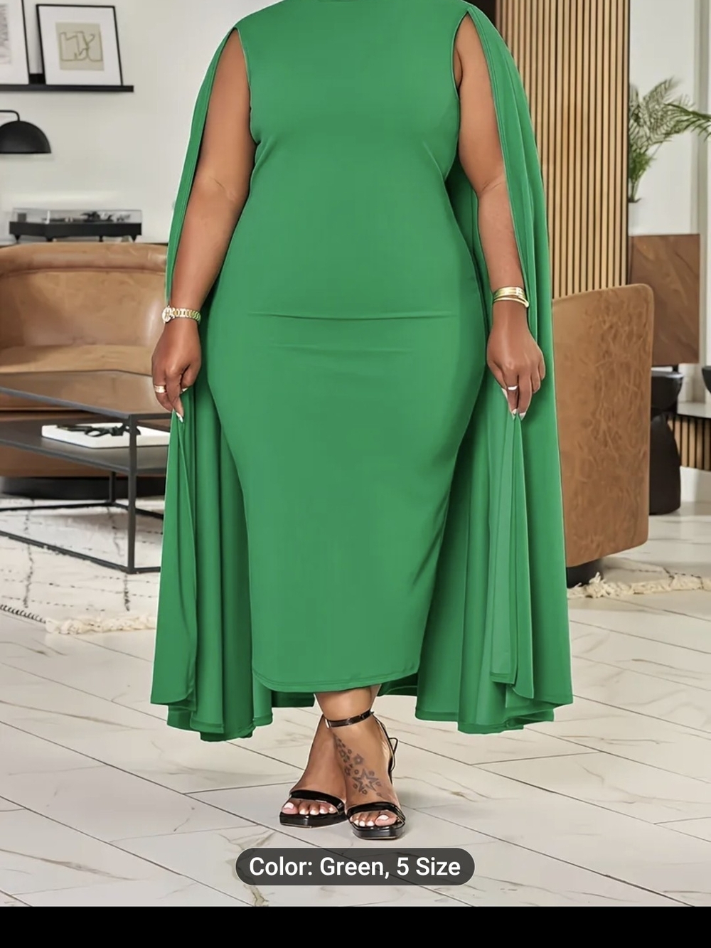 Elegant Green Cape-Style Midi Skirt - Brand